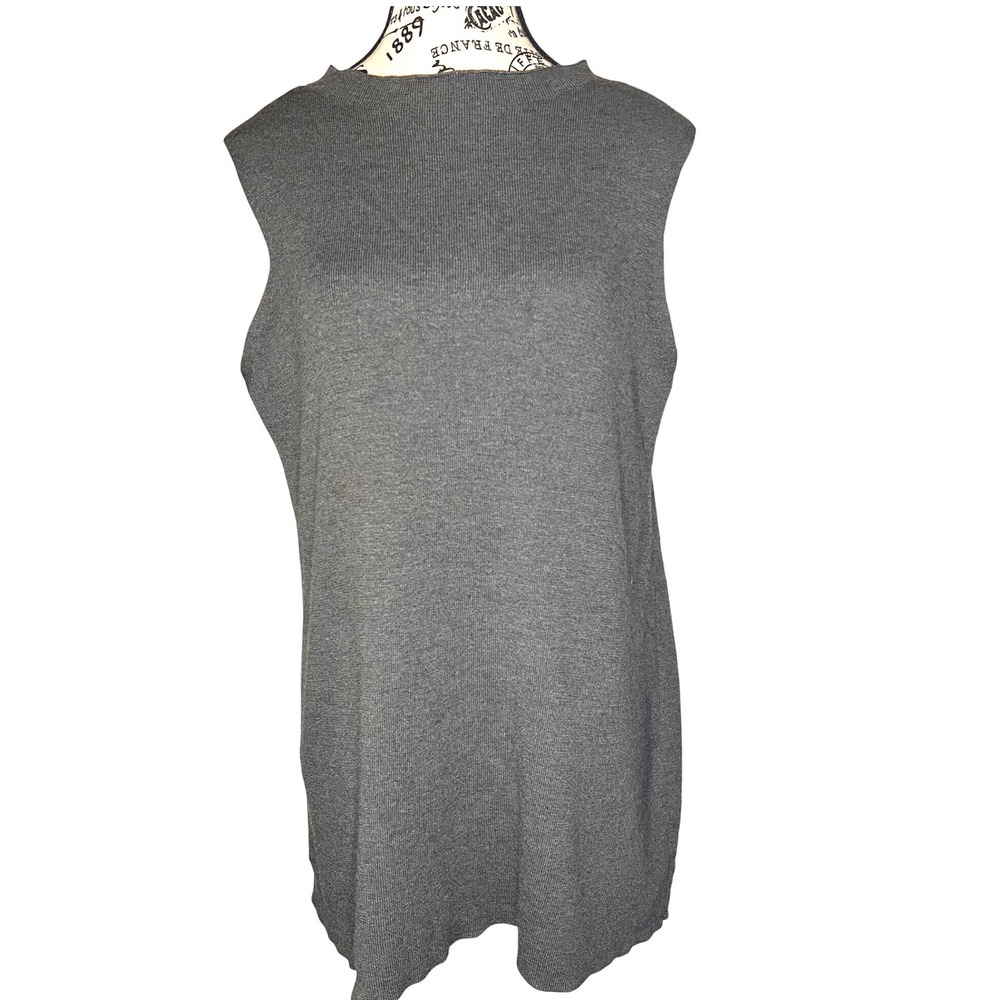Eileen Fisher 100% Wool Sleeveless Tunic Sweater‎ Gray Size M EUC